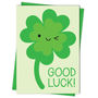 Kawaii Lucky Four Leaf Clover 'Good Luck' Card, thumbnail 4 of 4