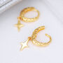 Gold Textured Hoop And Star Earrings, thumbnail 2 of 6