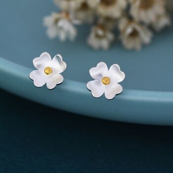 Buttercup Flower Stud Earrings In Sterling Silver, 2 of 12