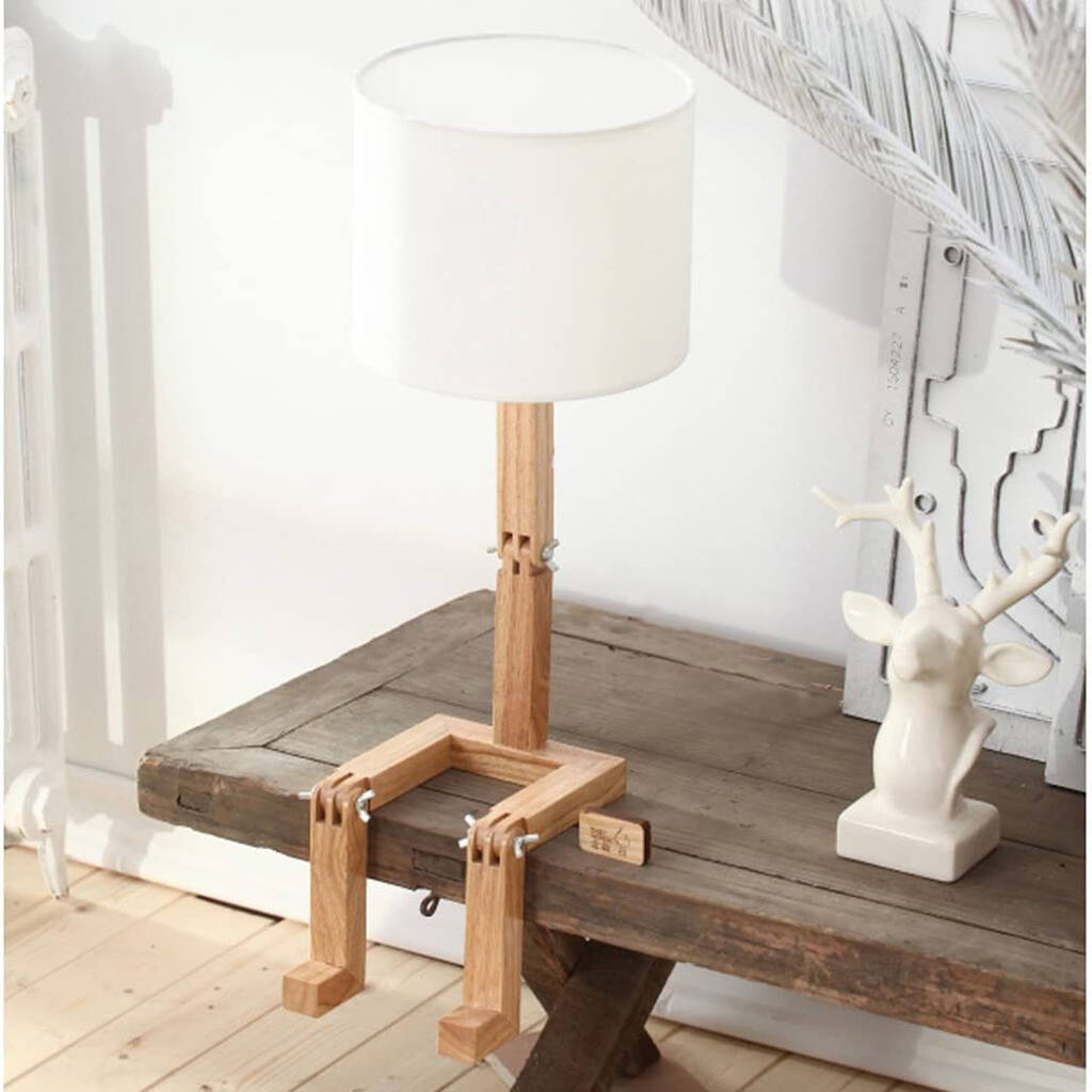 Wooden Robot Nordic Table Lamp, 1 of 4