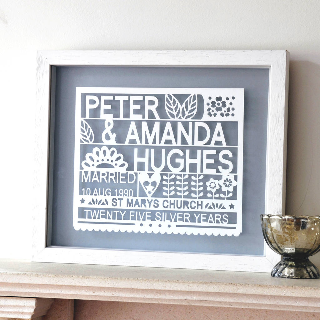 Personalised 25th Silver Wedding Anniversary Gift By Ant ...