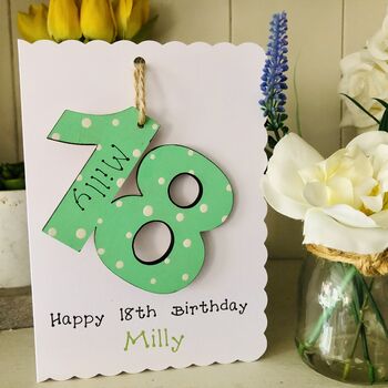 Personalised 18th Birthday Card Wooden Number Gift, 9 of 12