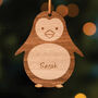 Personalised Wooden Penguin Christmas Tree Decoration, thumbnail 3 of 4