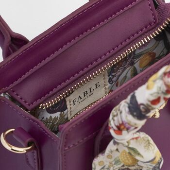 Floral Engravings Mini Plum Tote, 5 of 7