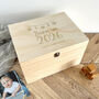 Personalised Born In 2026 Garland Engraved New Baby Keepsake Box Five Sizes 16cm | 20cm | 26cm | 30cm | 36cm, thumbnail 1 of 7