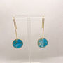 Turquoise Marbled Circle Drop, Clay And Resin Earrings, thumbnail 10 of 12