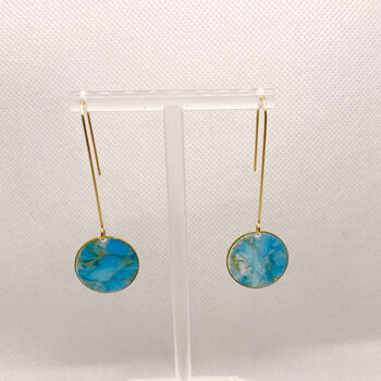 Turquoise Marbled Circle Drop, Clay And Resin Earrings, 10 of 12