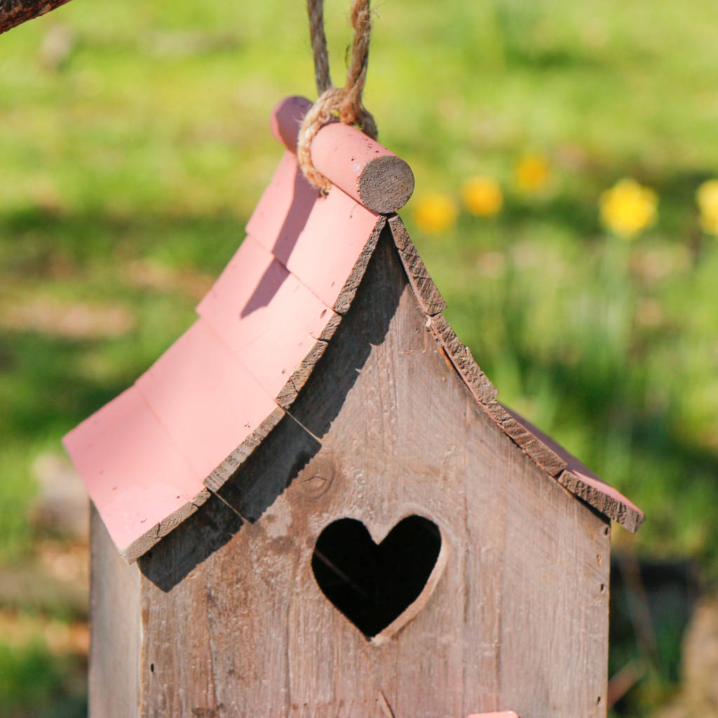 personalised country charm wooden heart bird house by ...