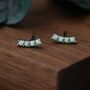 Tiny Green Opal Curved Bar Stud Earrings, thumbnail 4 of 11