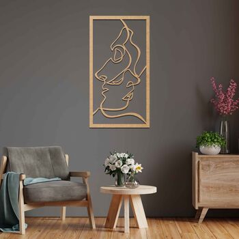 Modern Wooden Faces Line Art: Stylish Room Decor, 8 of 10