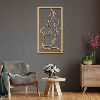 Modern Wooden Faces Line Art: Stylish Room Decor, 9 of 11