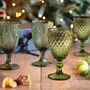 Green Embossed Luxury Wine Glasses, thumbnail 1 of 4