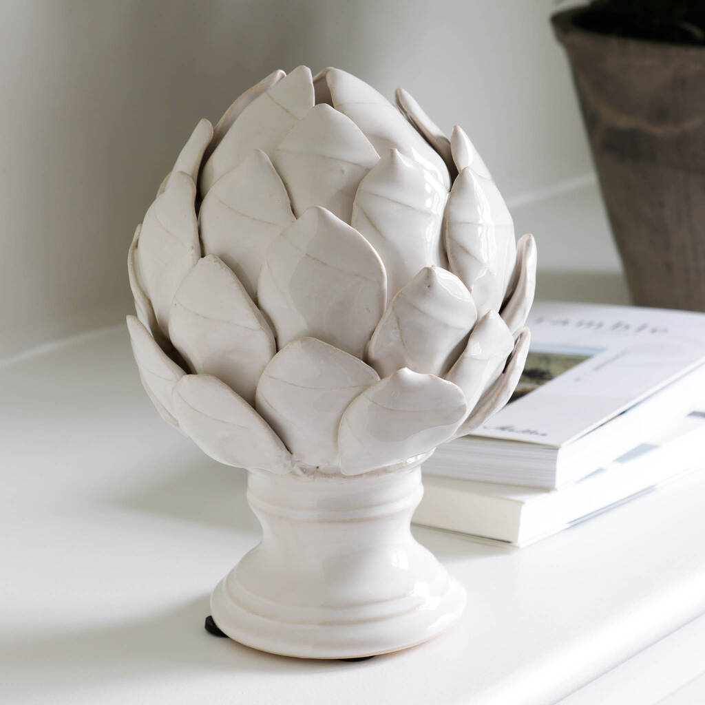 White Ceramic Artichoke Ornament By Marquis & Dawe