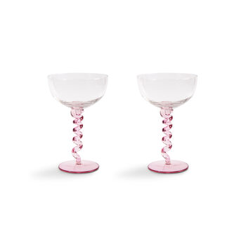 Set Of Two Pink Spiral Stem Wine Glasses, 2 of 2