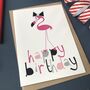Pink Flamingo 'Happy Birthday' Card, thumbnail 4 of 9