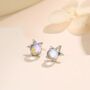 Sterling Silver Moonstone Star Stud Earrings, thumbnail 1 of 11