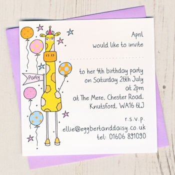 Personalised Giraffe Party Invitation Pack, 2 of 2
