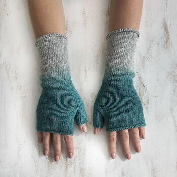 Fair Trade Dipdye Ombre Wristwarmer Fingerless Gloves, 4 of 7