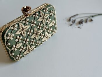 Jordan Green Embroidered Purse In A Gift Box, 5 of 7