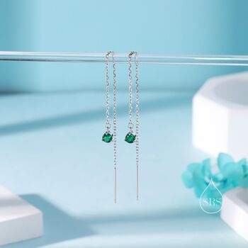 Emerald Green Cz Threader Earrings, 6 of 11