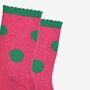 Women's Glitter Socks Hot Pink Green Large Polka Dots, thumbnail 3 of 5