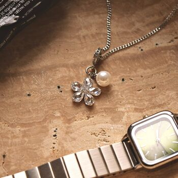 Sterling Silver Flower And Pearl Charm 925 Elegant Jewellery Gift, 6 of 7