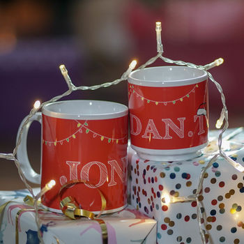 Personalised 'Name In Christmas Lights' Mug, 3 of 5