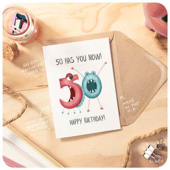 Funny 50th Birthday Greeting Card For Him For Her, 2 of 5