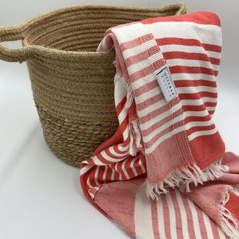 Amalfi Striped Peshtemal Towel Vermilion, 3 of 11