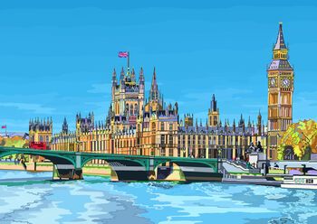 Houses Of Parliament Landscape, London Art Print, 2 of 3