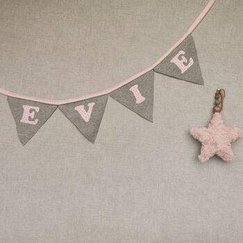 Bunting Personalised Luxury Grey And Pink New Baby Girl, 8 of 11