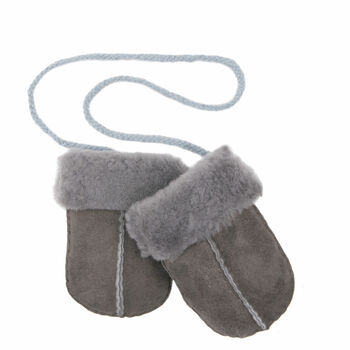 Baby Sheepskin Puddy Mittens On String, 2 of 6