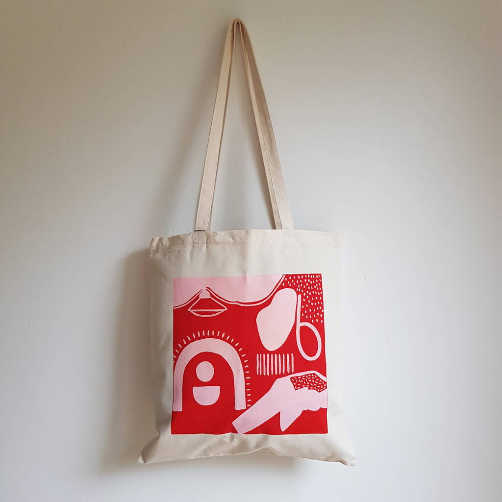 Pink And Red Tote Bag