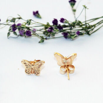 9ct Gold Butterfly Earrings, 2 of 10