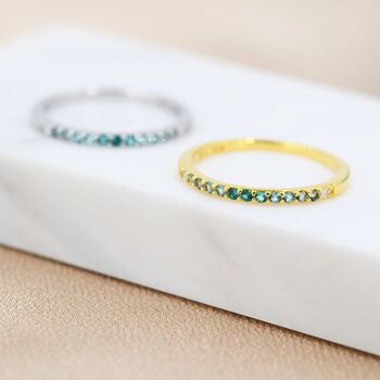 Emerald Green Ombre Half Eternity Ring Sterling Silver, 6 of 12