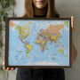 Push Pin World Travel Map Framed Canvas Pin Board, thumbnail 1 of 6