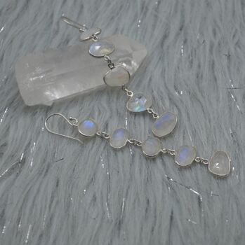 Rainbow Moonstone Dangle Sterling Silver Earrings, 9 of 9