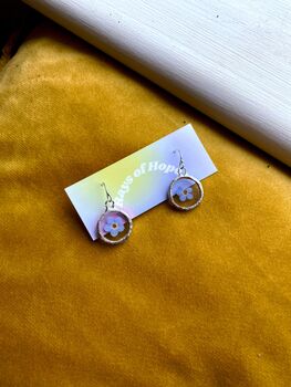 Forget Me Not Circle Glass Earrings, 2 of 3
