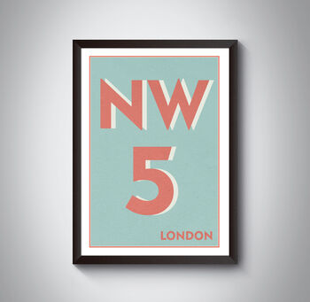 Nw5 Camden London Typography Postcode Print, 7 of 10