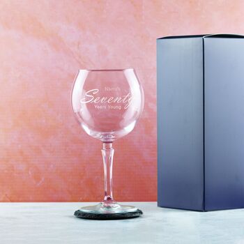 Personalised Years Young Hudson Gin Glass 70th, 3 of 8