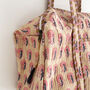 Block Print Flower Cotton Weekend Duffle Bag, thumbnail 4 of 8