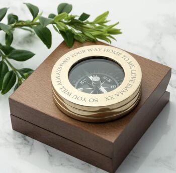 Personalised Father's Day Brass Traveller's Compass With Monogrammed Box, 3 of 3