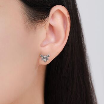 Death's Head Hawkmoth Moth Screw Back Earrings In Sterling Silver, 3 of 10