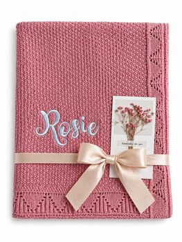 Personalised Baby Blanket Embroidered With Name Soft Customised Blanket For Newborn Baby Girl Cot And Pram Blanket Baby Girl Present 100x80cm, 11 of 12