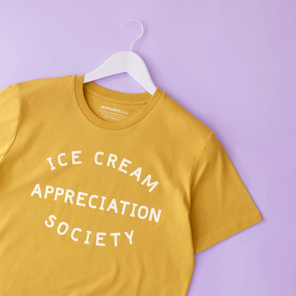 'Ice Cream Appreciation Society' Yellow T Shirt, 1 of 4