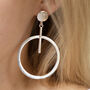 Silver Colour Large Hoop Drop Earrings, thumbnail 1 of 3