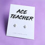 Ace Teacher Sterling Silver Earrings, thumbnail 1 of 3