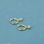 Sterling Silver Hoops With Tiny Dangling 3mm Green Opal, thumbnail 4 of 12