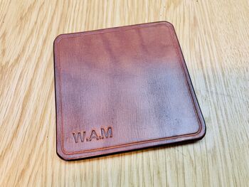 Personalised Stamped Leather Coaster, Spanish Brown, 2 of 12