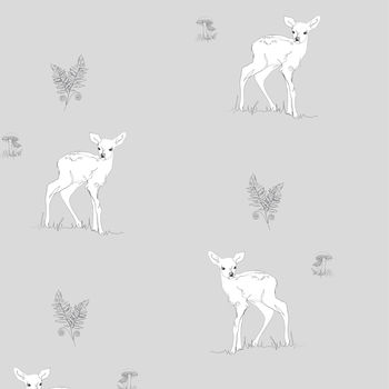 Woodland Fawn Wallpaper, Pink Or Grey, 4 of 5